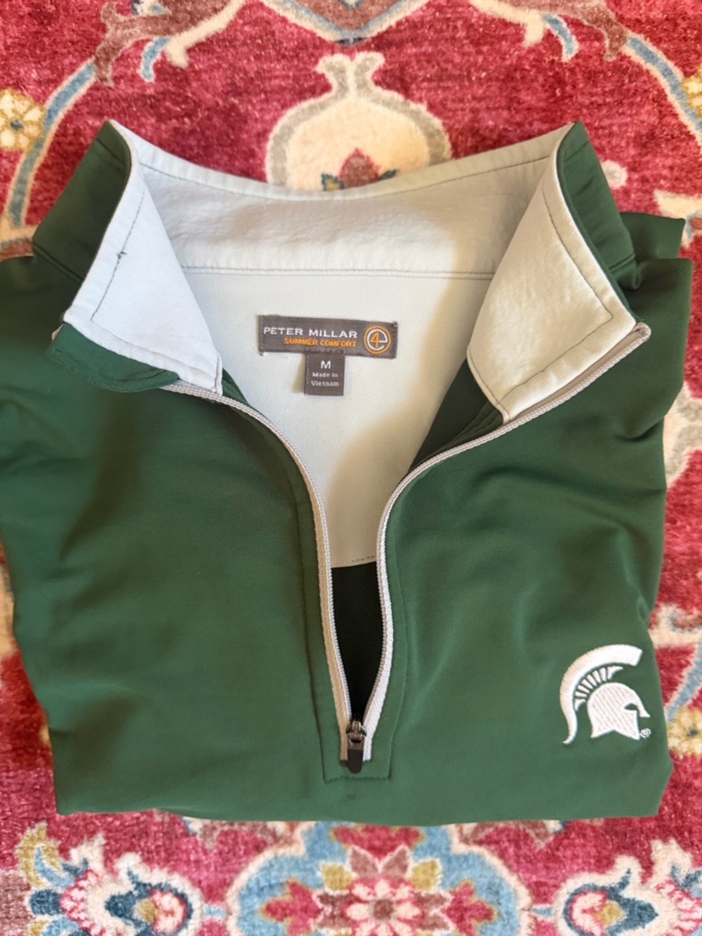 Peter Millar Michigan State Spartans MSU Men’s Quarter-Zip Pullover, Size Medium